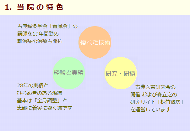 ニコス堂鍼灸院の特色